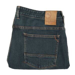Tommy Bahama Jeans Men's 38x30 Blue Standard Straight Leg Denim Leather Patch